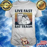 Raccoon live fast eat trash vintage retro shirt