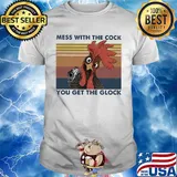 Rooster mess with the cock you get the glock vintage retro shirt