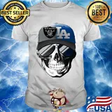 Skull smiling los angeles raiders and los angeles dodgers shirt