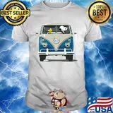 Snoopy and woodstock driving peace bus shirt