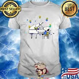 Snoopy and woodstock playing piano hearts shirt