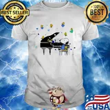 Snoopy playing piano woodstock hearts shirt