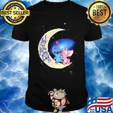Stitch and angel i love you to the moon and back hearts shirt
