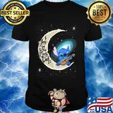 Stitch i love you to the moon back shirt