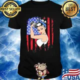 Strong woman wrestling american flag independence day shirt