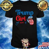 Trump girl get over it lips american flag independence day shirt