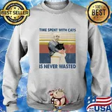 Albert einstein time spent with cats is never wasted vintage retro s Sweater