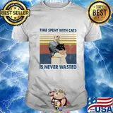 Albert einstein time spent with cats is never wasted vintage retro shirt