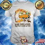 AND SHE LIVED HAPPILY EVER AFTER CAMPING DOG LADY CAMPING AUTUMN SHIRT