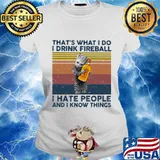 Baby groot that's what i do i drink fireball i hate people and i know things vintage retro s Ladies tee