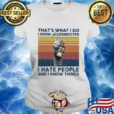 Baby groot that's what i do i drink jagermeister i hate people and i know things vintage retro s Ladies tee