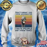 Baby groot that's what i do i drink jagermeister i hate people and i know things vintage retro s Sweater