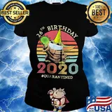 Baby yoda 26th birthday 2020 quarantined vintage retro s Ladies tee
