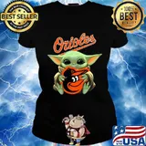 Baby yoda hug baltimore orioles logo s Ladies tee