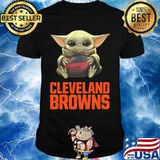 Baby yoda hug cleveland browns logo shirt