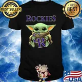 Baby yoda hug colorado rockies logo shirt