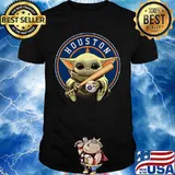Baby yoda hug houston astros baseball shirt