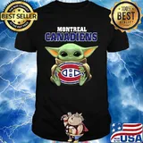 Baby yoda hug montreal canadiens logo shirt