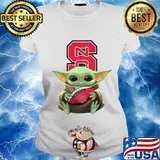 Baby yoda hug north carolina state football s Ladies tee