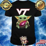 Baby yoda hug virginia tech football shirt