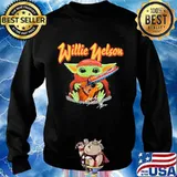 Baby Yoda hug Willie Nelson signature s Sweater