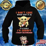 Baby yoda i don't care what day it is it's early i'm grumpy i want budweiser s Hoodie