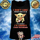 Baby yoda i don't care what day it is it's early i'm grumpy i want budweiser s Tank top