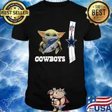 Baby yoda mask hug dallas cowboys nfl shirt