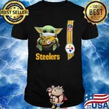 Baby yoda mask hug pittsburgh steelers nfl shirt