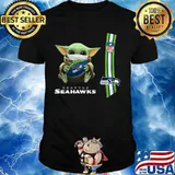 Baby yoda mask hug seattle seahawks nfl shirt
