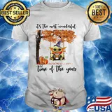 Baby yoda witch it's the most wonderful time of the year leaves tree shirt