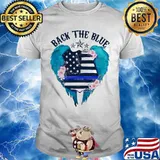 Back the blue american flag independence day wings flowers shirt