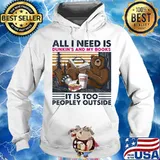 Bear all i need dunkin's donuts and my books it is too peopley outside vintage retro s Hoodie