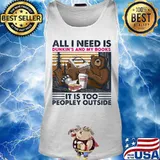 Bear all i need dunkin's donuts and my books it is too peopley outside vintage retro s Tank top