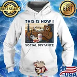 Bear dunkin donuts this is how i social distance vintage retro s Hoodie