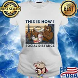 Bear dunkin donuts this is how i social distance vintage retro s Ladies tee