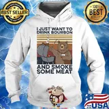 Bear I just want to drink bourbon and smoke some meat vintage retro s Hoodie