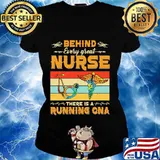Behind every great nurse there is a running cna vintage retro s Ladies tee