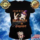 Betty boop just a girl who loves halloween in august s Ladies tee