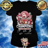 Big 12 football champions oklahoma ma sooners signatures s Ladies tee