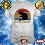 Black cat i do what i want vintage retro shirt