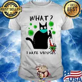 Black cat mask what i hate viruses shirt