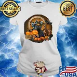 Black Cat Witch Pumpkin Witch Halloween s Ladies tee