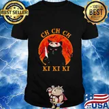 Black cat with knife Ch Ch Ch Ki Ki Ki sunset shirt