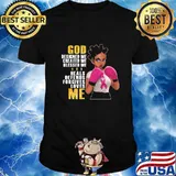 Black Girl Boxing God designed me created me blessed me heals defends forgives loves me Breast Cancer Awareness shirt
