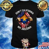 Blood insides don't californicate my arizona american flag independence day black shirt