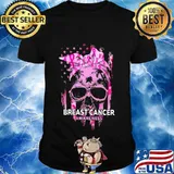 BREAST CANCER AWARENESS SKULL GIRL AMERICAN FLAG SHIRT