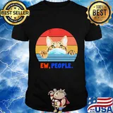 Cat face mask Ew people vintage retro shirt