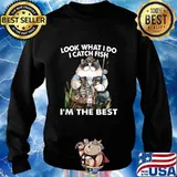 Cat look what i do i catch fish i'm the best s Sweater