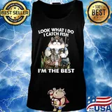 Cat look what i do i catch fish i'm the best s Tank top